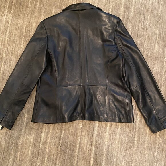 Alfani Women's Soft 100% Leather Black Blazer Jacket Size XL Brand New with tags - Picture 7 of 16